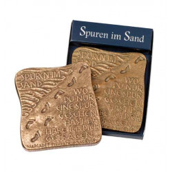 Spuren im Sand - Bronze-Relief zum Aufhängen