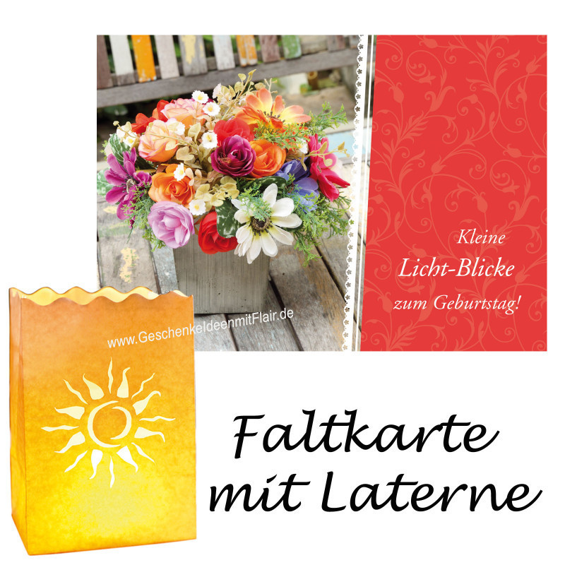 Kleine Licht-Blicke zum Geburtstag - Faltkarte mit Lichttüte/Laterne