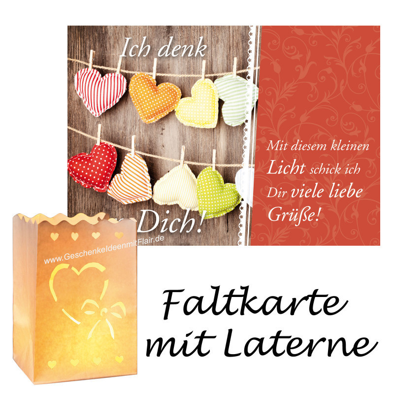 Ich denk an Dich! - Faltkarte mit Lichttüte/Laterne
