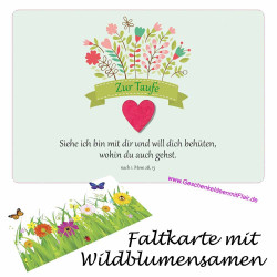 Zur Taufe -  Faltkarte mit echten Blumensamen