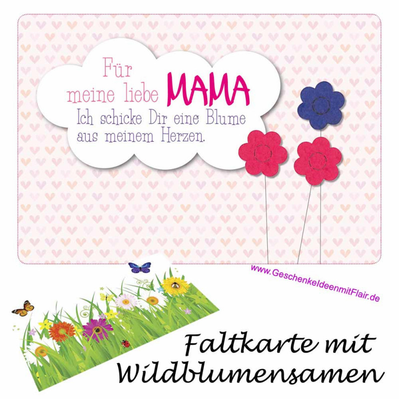 Für meine liebe Mama - Faltkarte mit Blumensamen