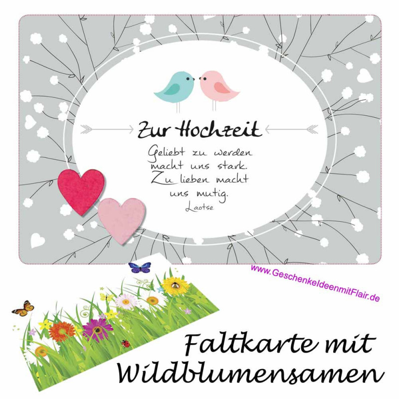 Zur Hochzeit - Faltkarte mit echten Blumensamen