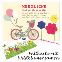 Herzliche Geburtstagsgrüße - Faltkarte mit echten Wildblumensamen