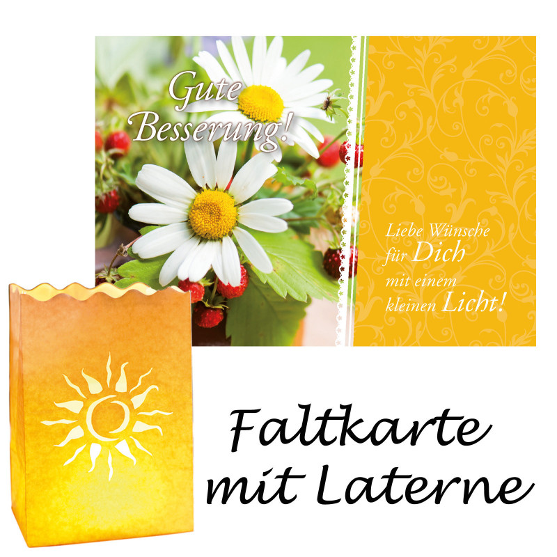 Gute Besserung - Faltkarte mit Lichttüte/Laterne