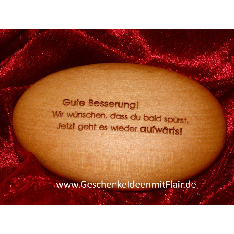Gute Besserung! - Handschmeichler aus Obst-Holz, Steinform