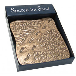 Bronze-Relief Spuren im Sand