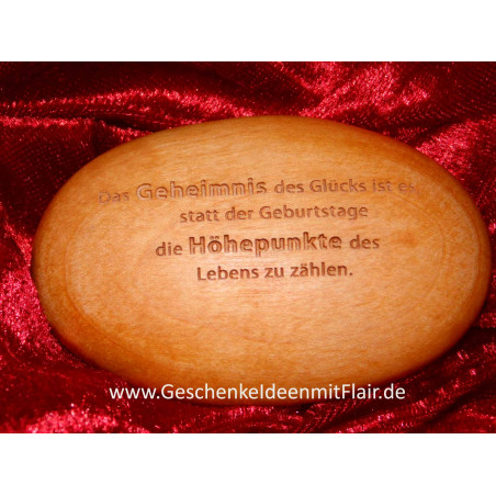Geburtstag: Das Geheimnis des Glücks... - Handschmeichler aus Obst-Holz, Steinform