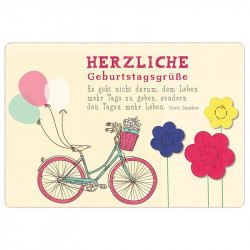 Herzliche Geburtstagsgrüße - Faltkarte mit echten Wildblumensamente/Laterne