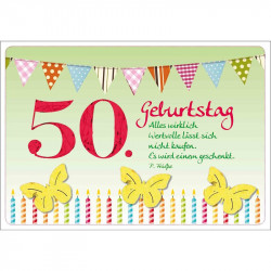 50. Geburtstag - Faltkarte mit Wildblumensamen